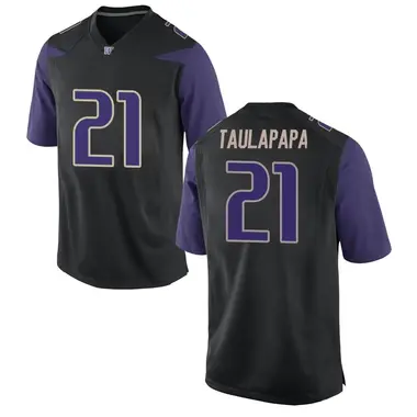 Men's Replica Wayne Taulapapa Washington Huskies Football College Jersey - Black